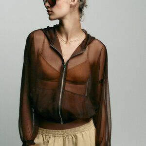 Brown Zara Hooda Organza Jacket Size M